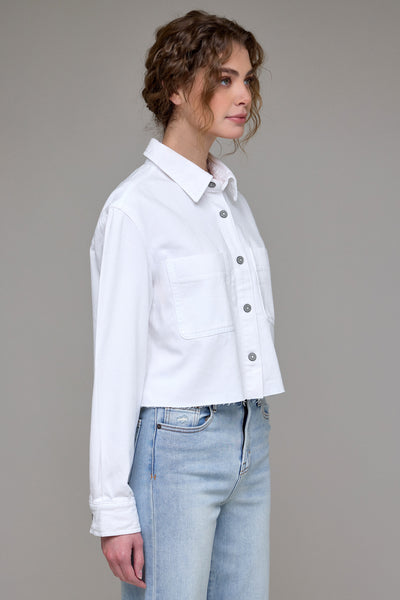 ABBEY] White Cropped Denim Shirt – HIDDEN JEANS