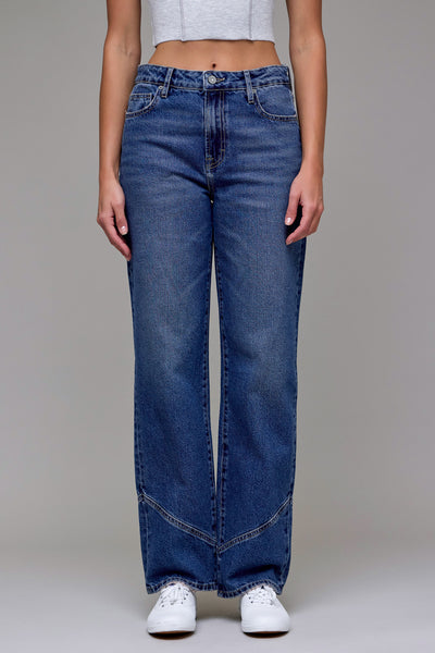 ELLA] Medium Wash Fashion High Rise Classic Straight – HIDDEN JEANS