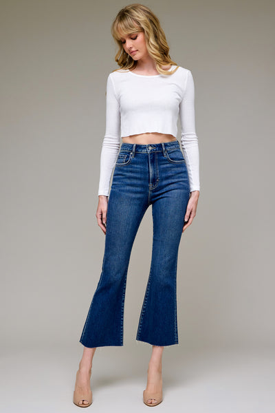 HAPPI] Dark Wash Clean Cropped Flare – HIDDEN JEANS