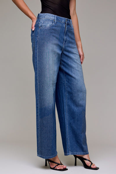 ALYX] Dark Wash Super Soft Rhinestone Embellished Oversized Baggy