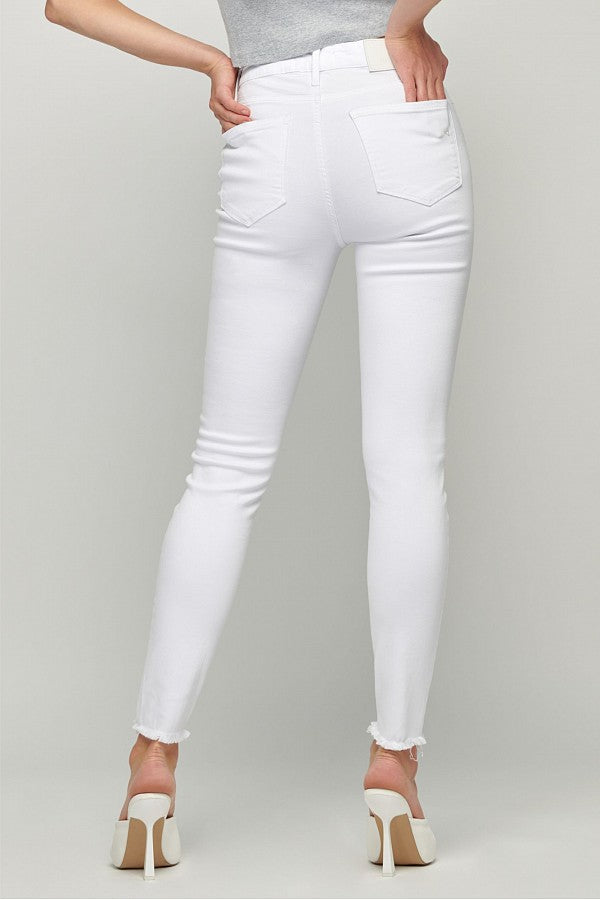 [TAYLOR] WHITE DISTRESSED HIGH RISE SKINNY