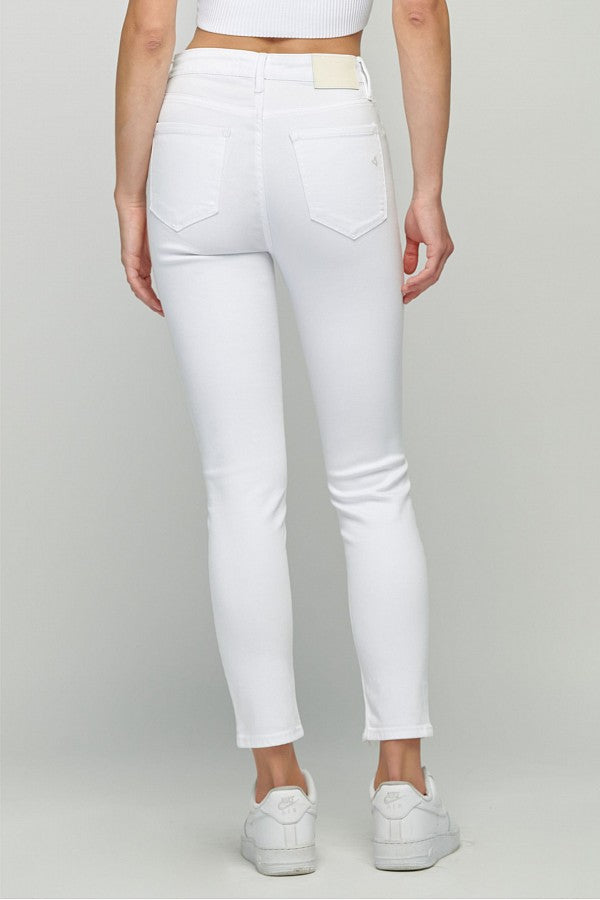 [TAYLOR] WHITE EXPOSED BUTTON HIGHRISE SKINNY