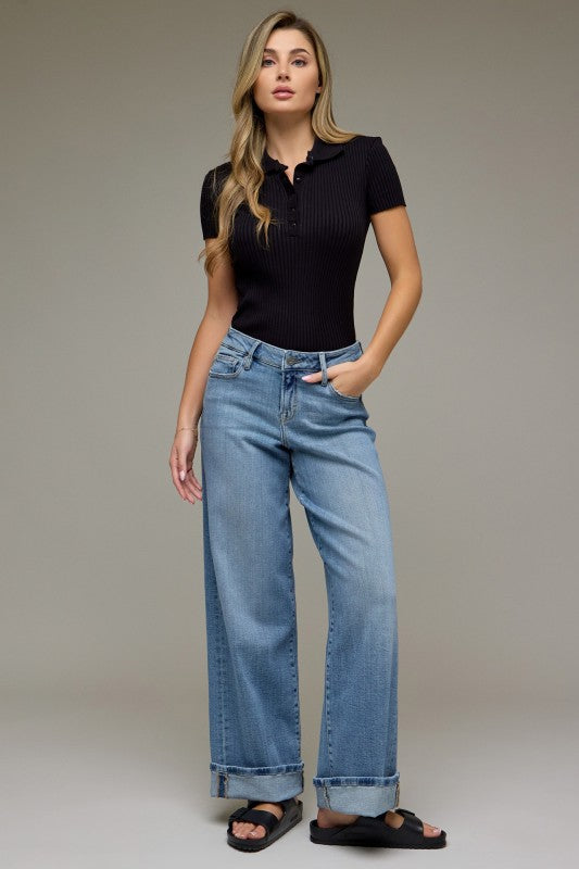 [NORI] CUFFED WIDE LEG