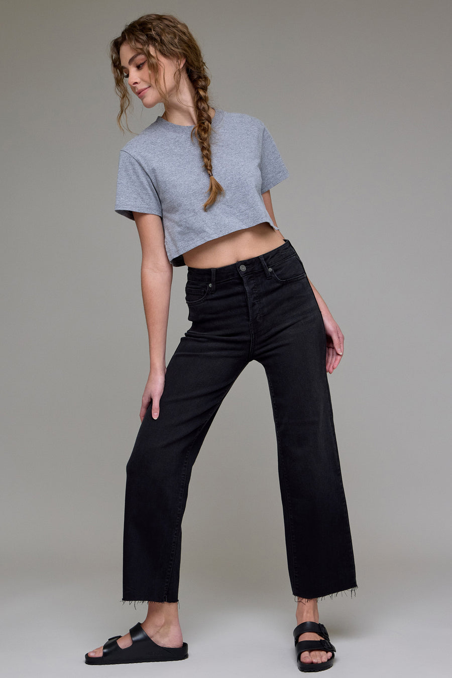 [TRACEY] BLACK CLEAN STRAIGHT WITH STRETCH