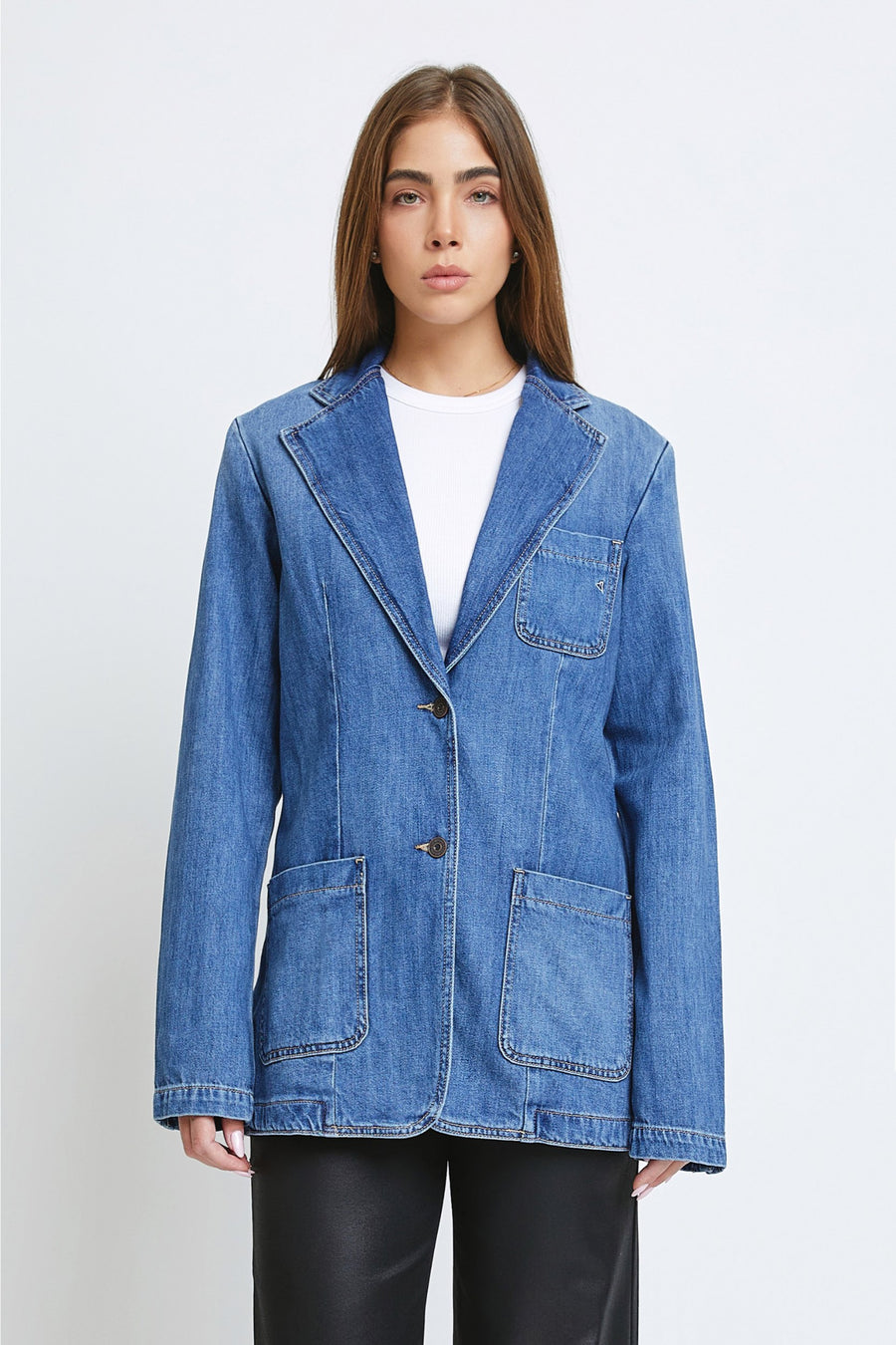 [REBEL] MEDIUM WASH DENIM BLAZER