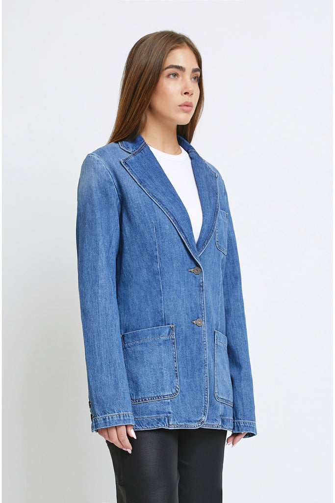 [REBEL] MEDIUM WASH DENIM BLAZER