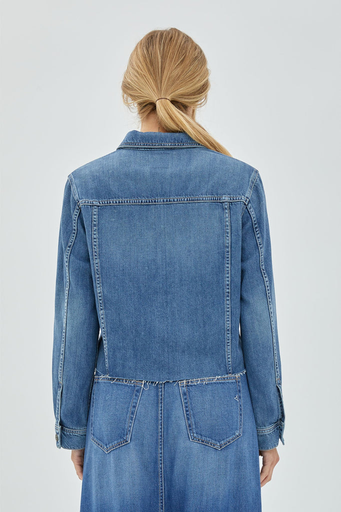 REBEL MEDIUM WASH RAW HEM JACKET