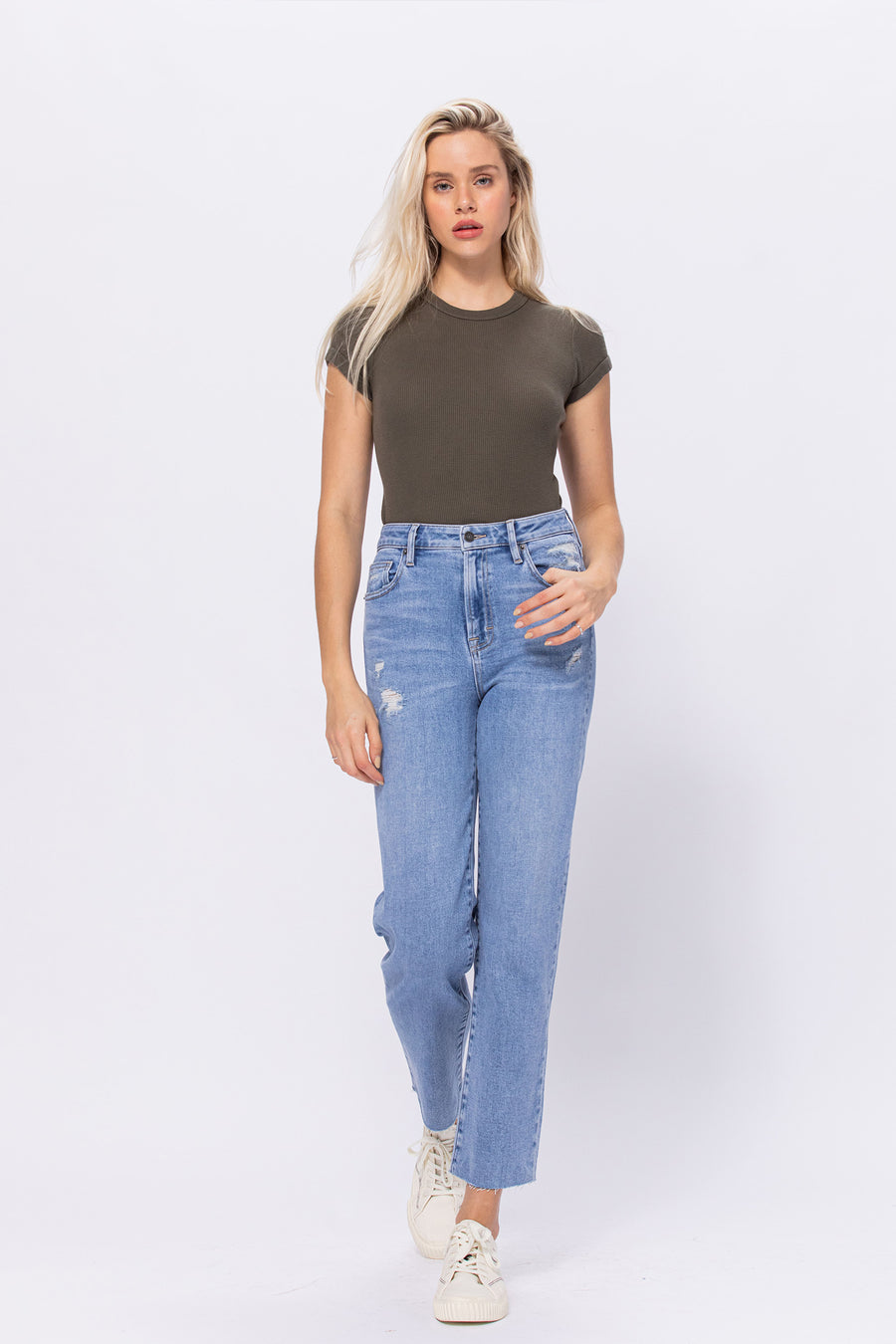 TRACEY  <p/> LIGHT WASH STRETCH STRAIGHT JEAN