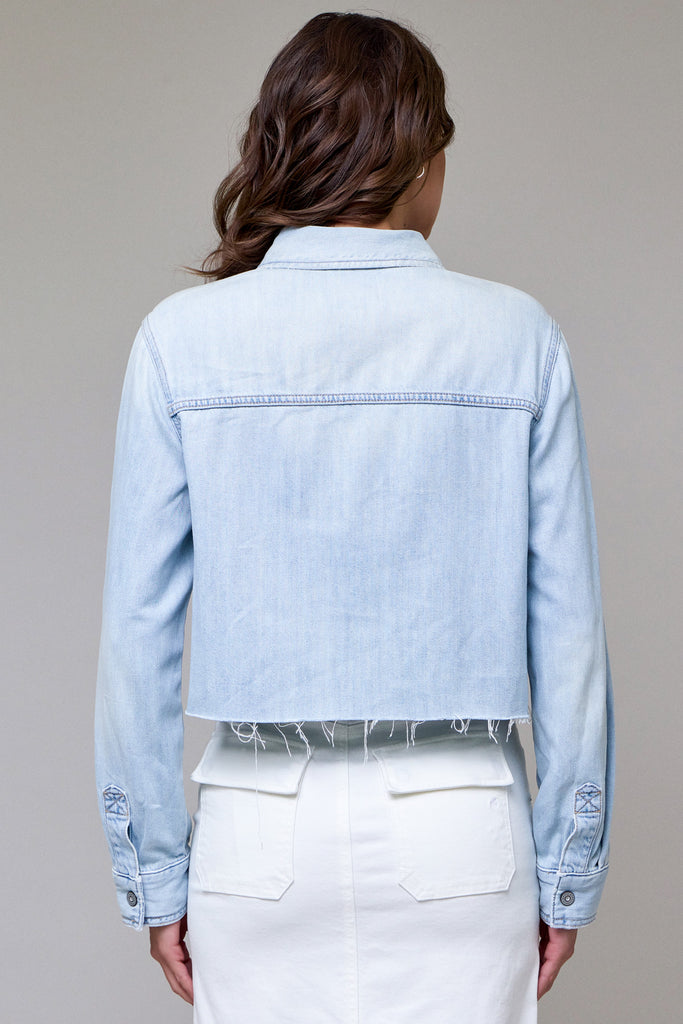[ABBEY] Light Wash Cropped Denim Shirt
