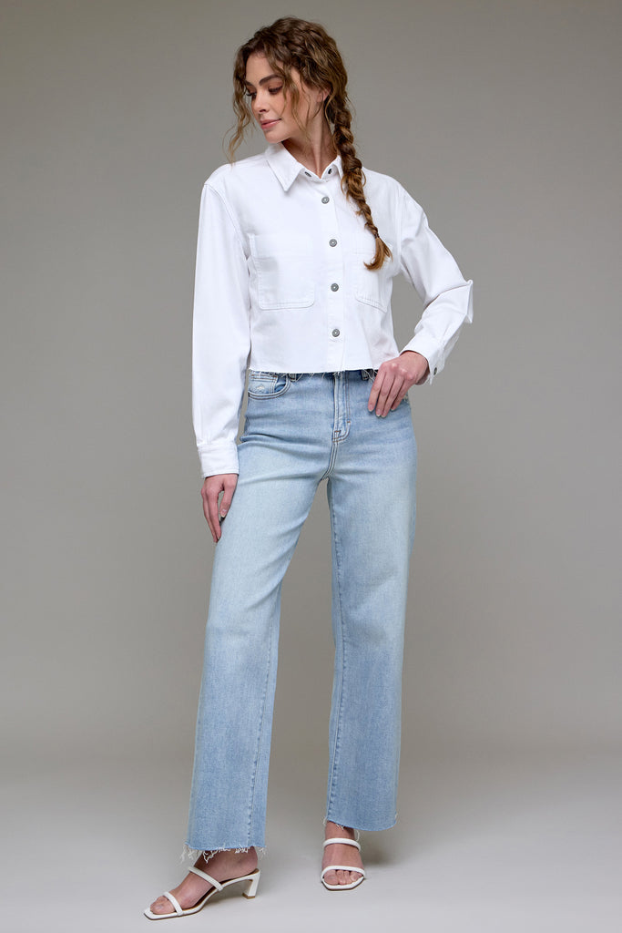 [LOGAN] Light Wash Clean Classic Stretch Dad Jean