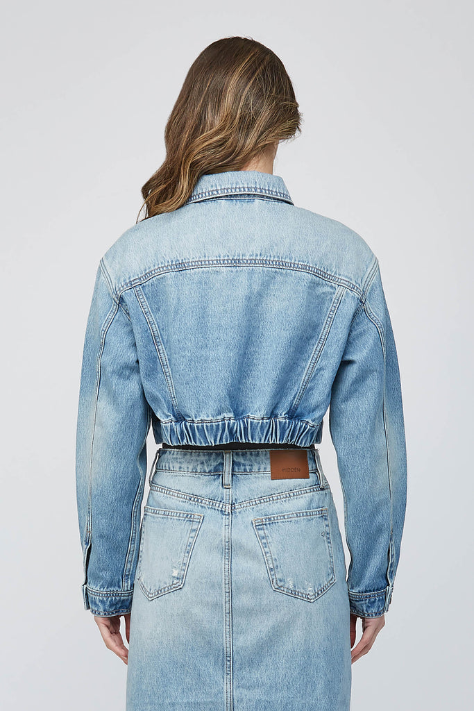 Light Wash Cropped Cargo Jacket