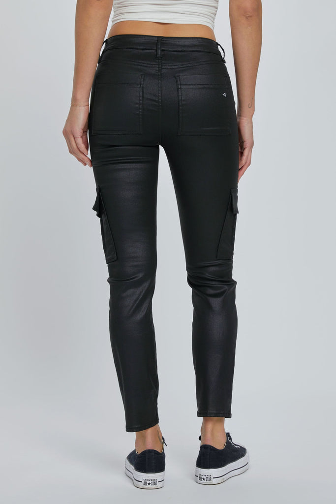 [QUINN] BLACK COATED WASH CARGO CIGARETTE SKINNY