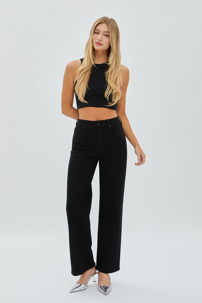 [TRACEY] Jet Black Clean Stretch Straight