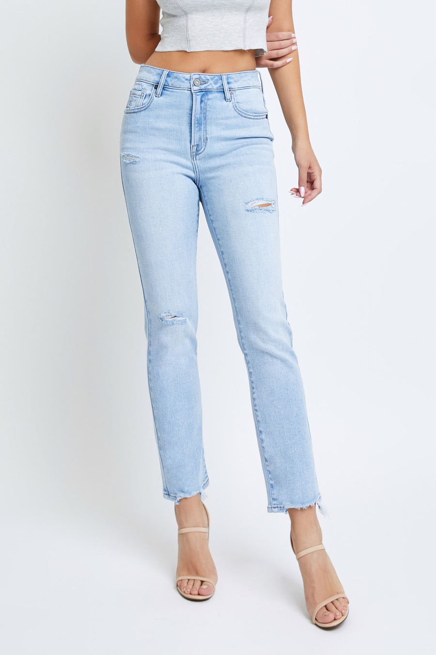 [QUINN] Light Wash Stretch Cigarette Skinny