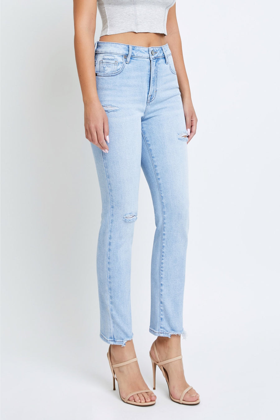 [QUINN] Light Wash Stretch Cigarette Skinny