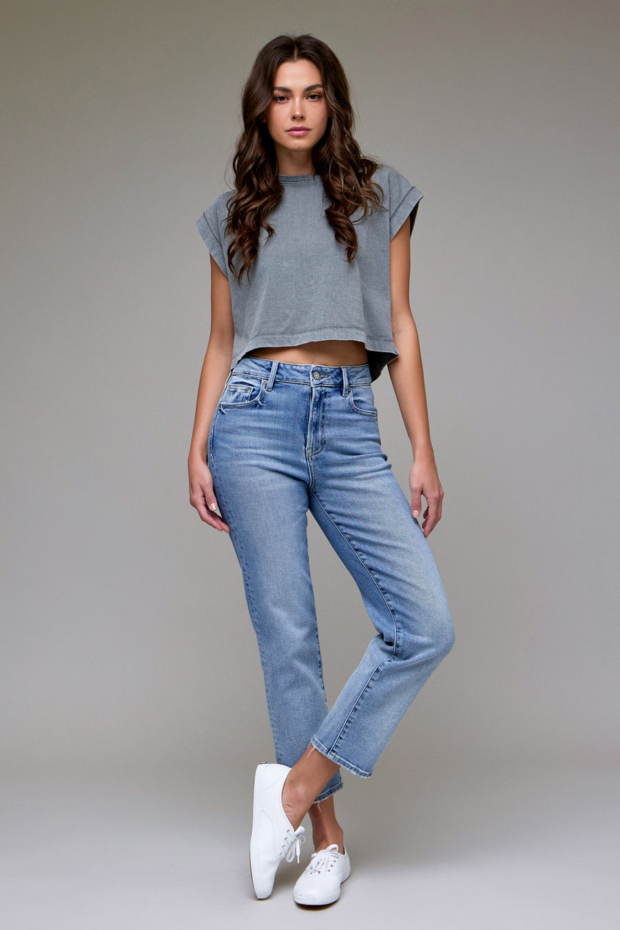 [TRACEY] Medium Dark Clean Stretch 28" Inseam Straight