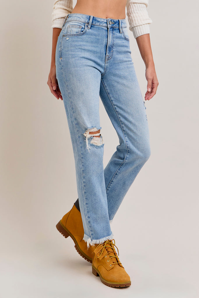 [TRACEY] MEDIUM LIGHT WASH 29" INSEAM TRACEY HIGH RISE STRAIGHT