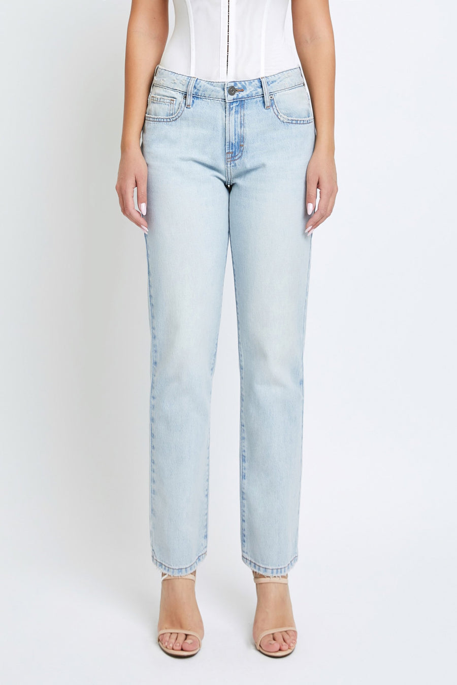 HIDDEN JEANS Crossover High Waist Straight Leg Jeans