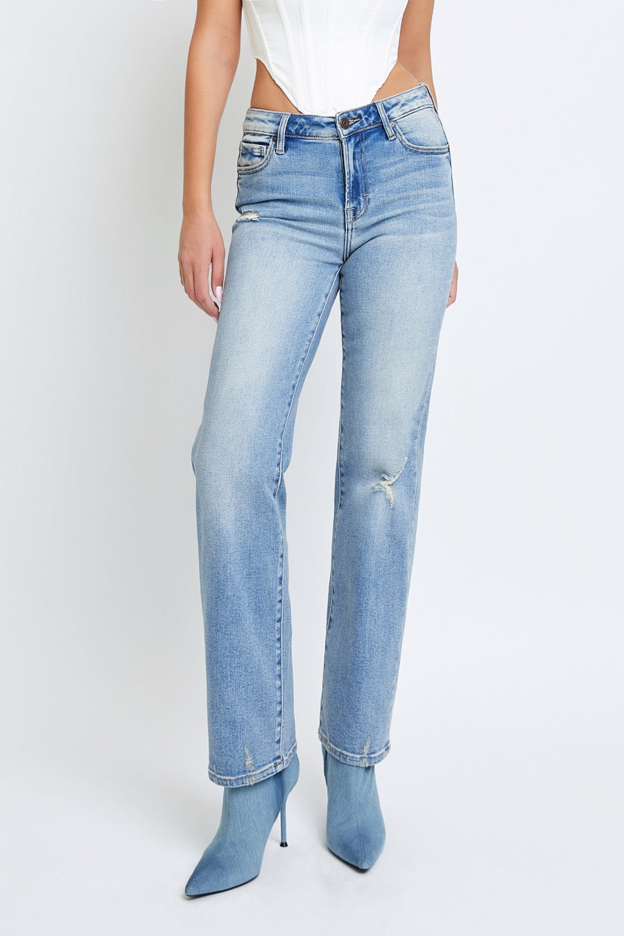 [TRACEY] LIGHT WASH CLEAN 30" INSEAM STRAIGHT