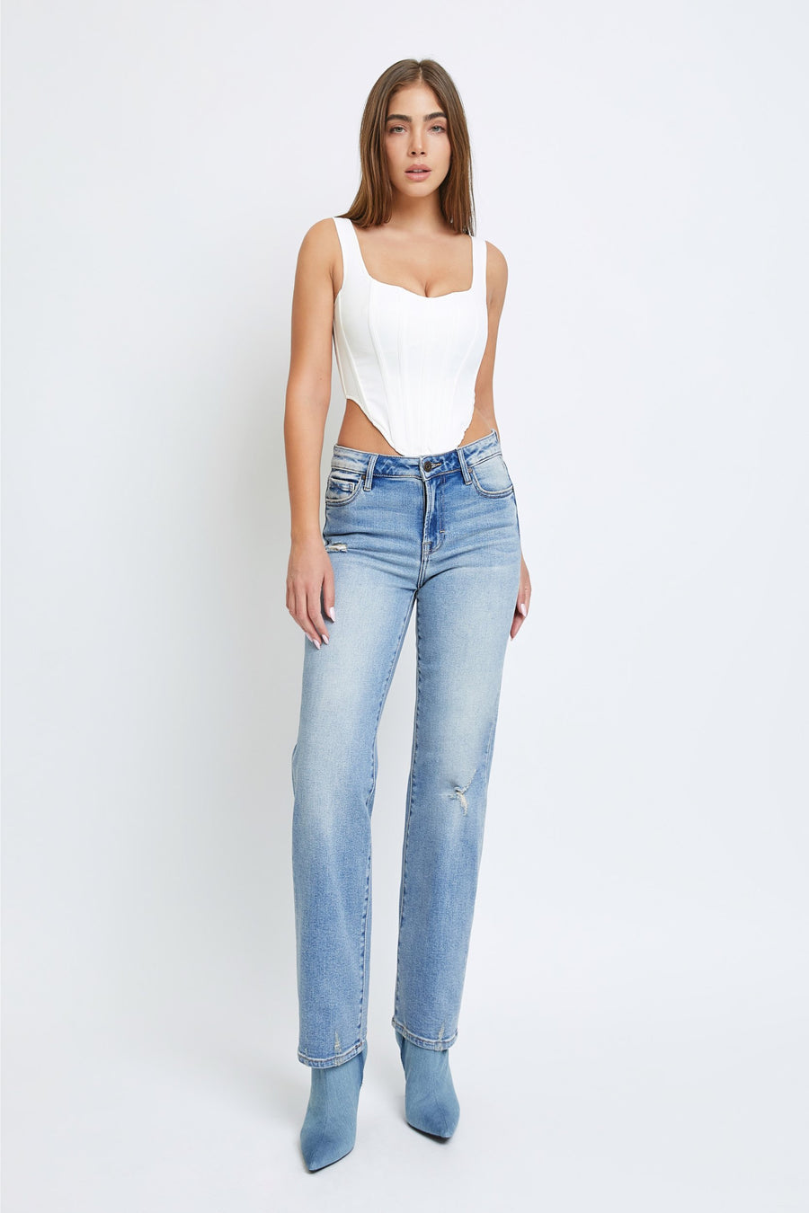 [TRACEY] LIGHT WASH CLEAN 30" INSEAM STRAIGHT