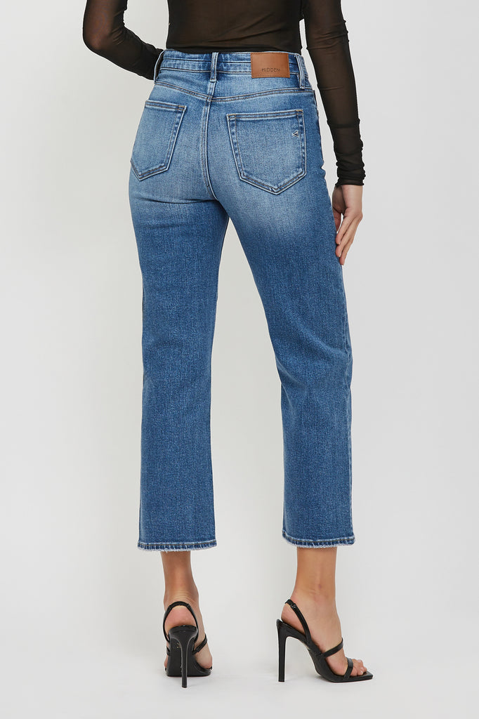 [TRACEY] DARK CLEAN STRETCH CROPPED RELAXED STRAIGHT JEAN