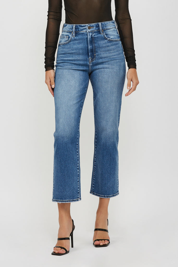 [TRACEY] DARK CLEAN STRETCH CROPPED RELAXED STRAIGHT JEAN