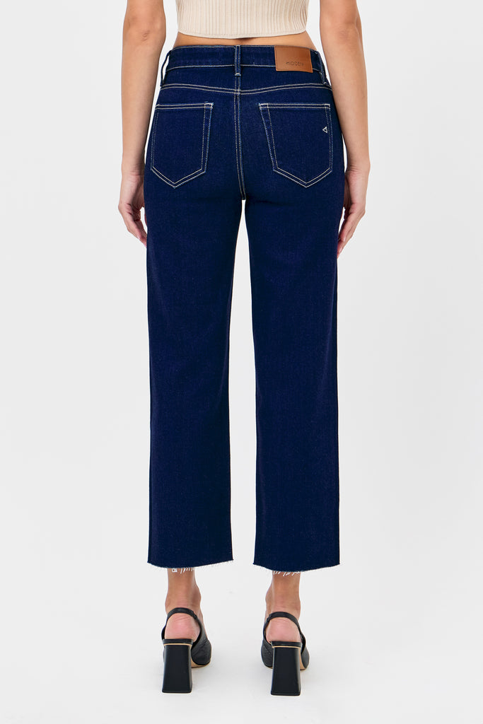[TRACEY] RINSE WASH HEM SLIT CROPPED RELAXED STRAIGHT