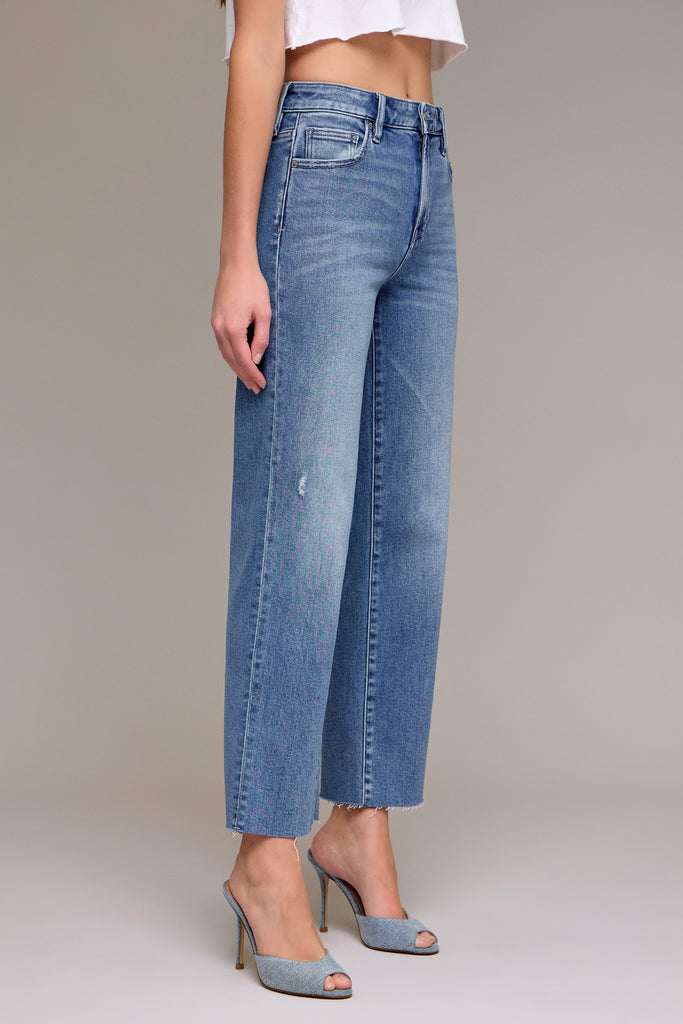 [TRACEY] Medium Wash 28" Inseam Clean High Rise Straight