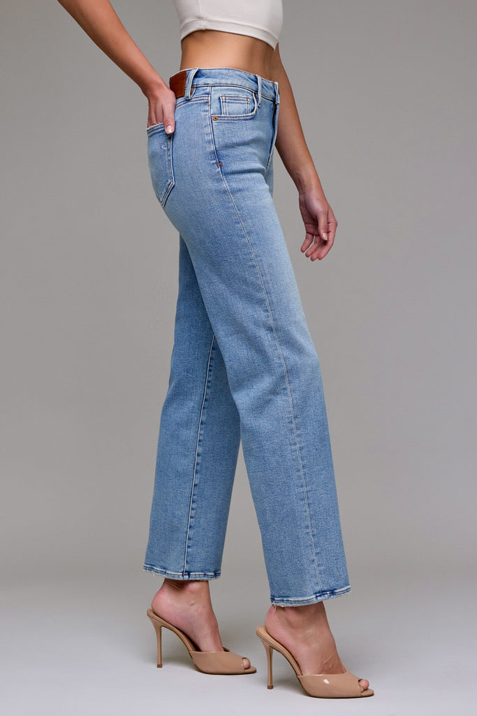 [ELLA] Vintage Wash Stretch Mid Rise Classic Straight
