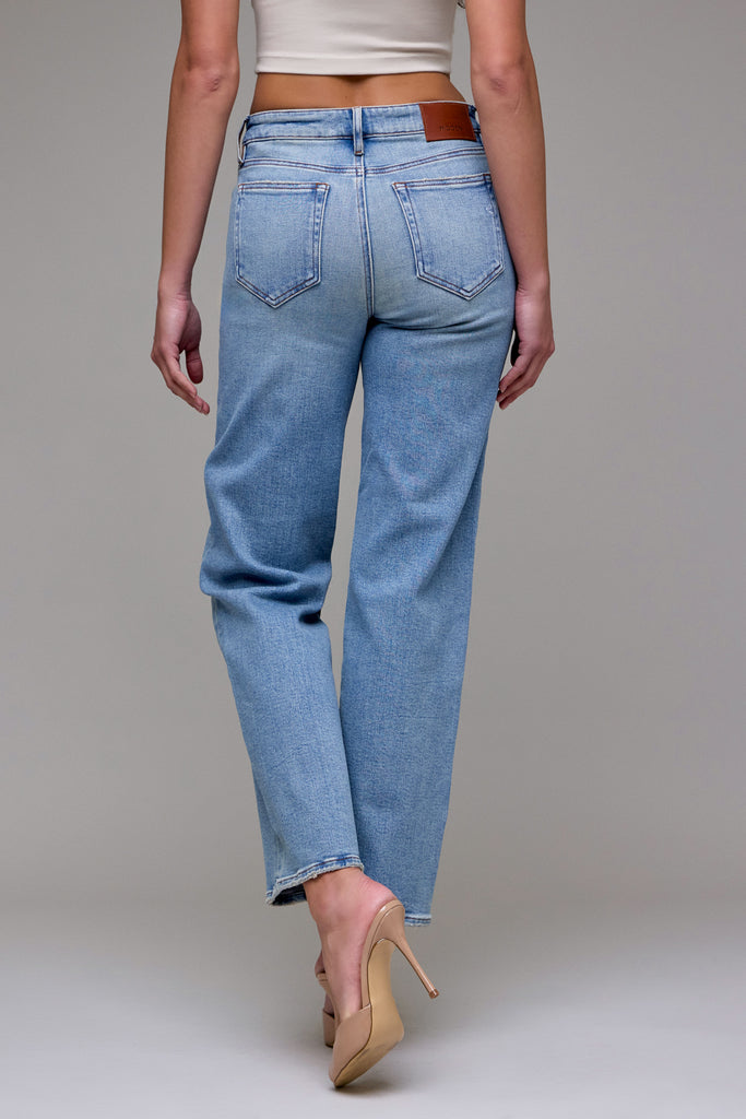 [ELLA] Vintage Wash Stretch Mid Rise Classic Straight