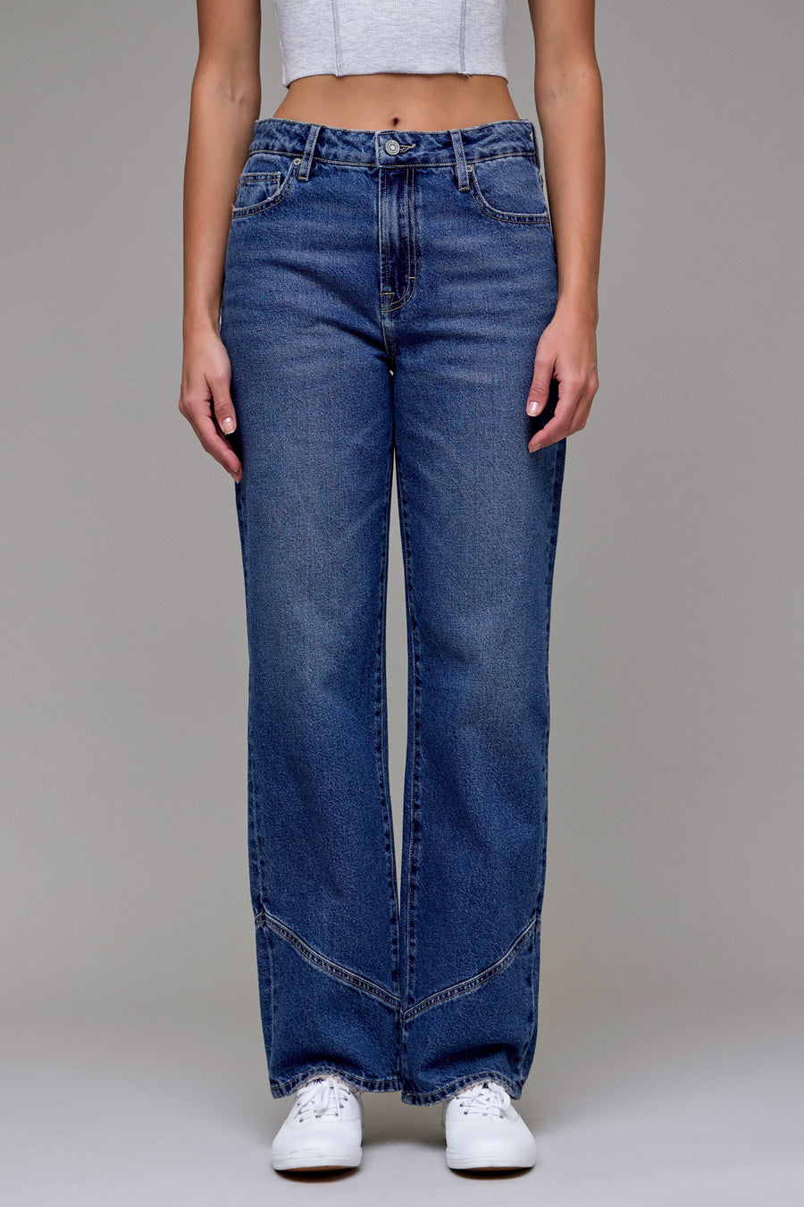 [ELLA] Medium Wash Fashion High Rise Classic Straight