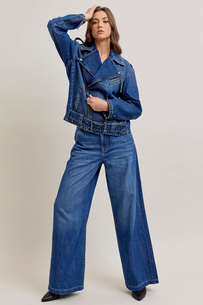 [REBEL] DARK RELAXED BIKER JACKET