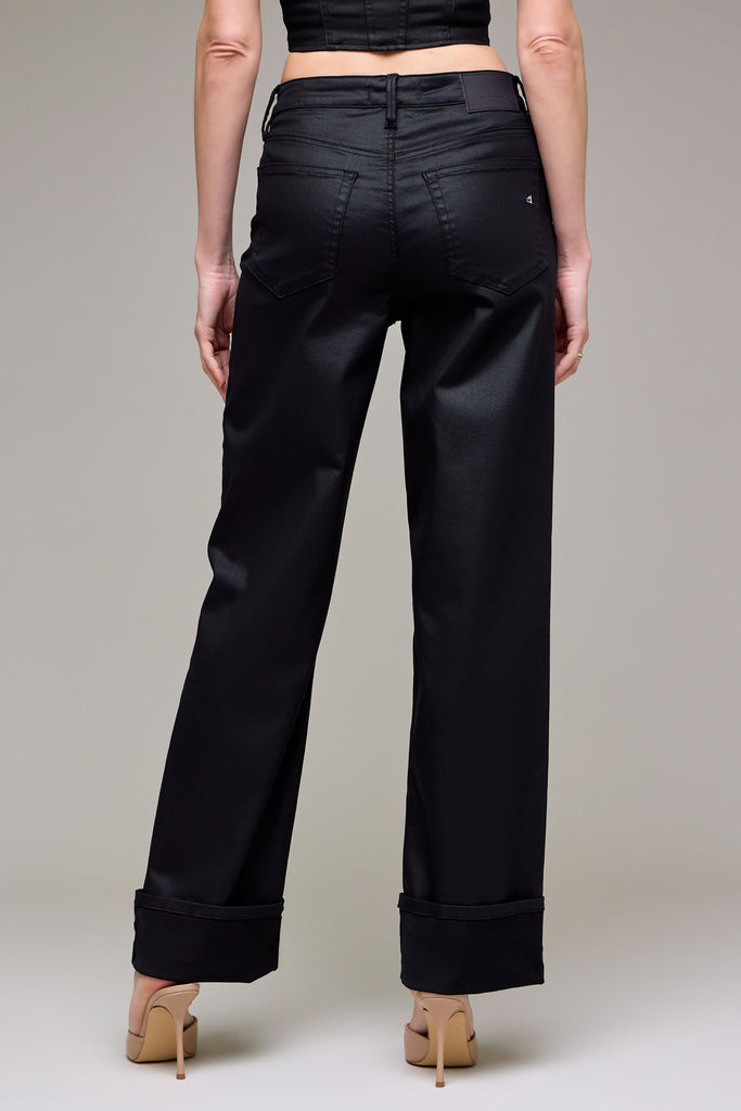 [ELLA] Coated Cuffed 32" Inseam Classic Straight