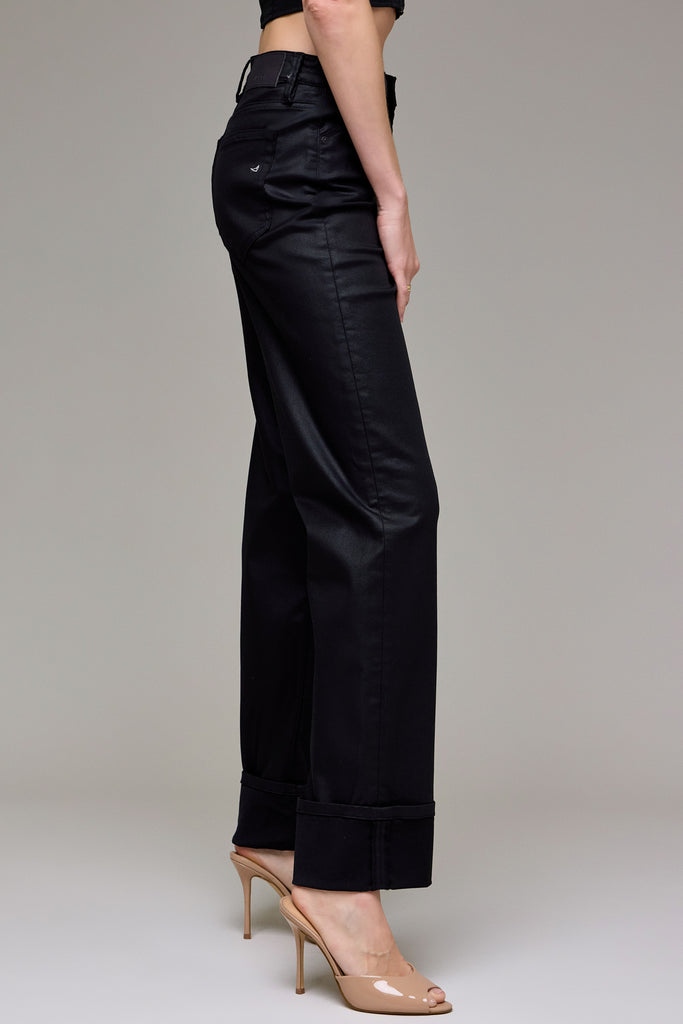 [ELLA] Coated Cuffed 32" Inseam Classic Straight