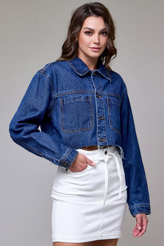 [REBEL] DARK WASH CLASSIC CROPPED JACKET