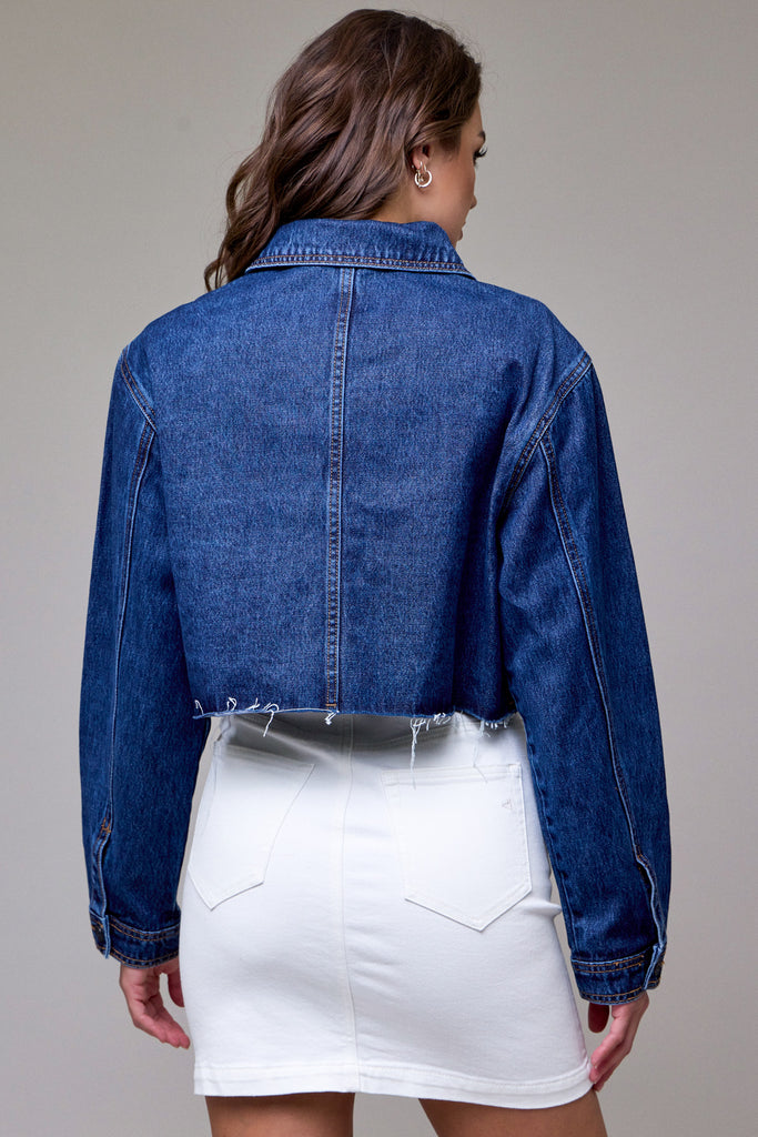 [REBEL] DARK WASH CLASSIC CROPPED JACKET