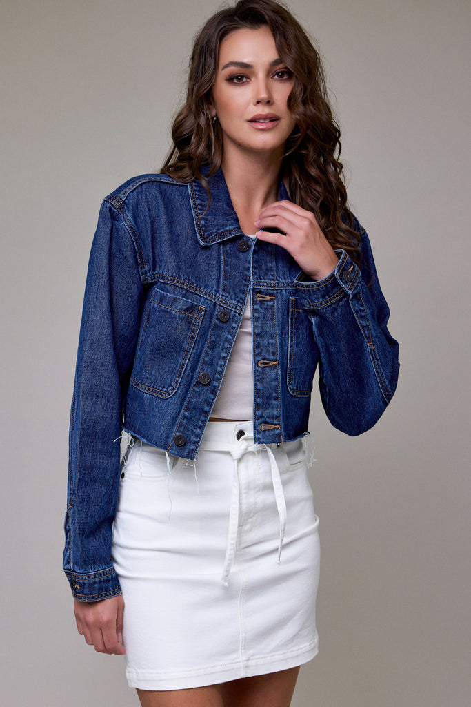 [REBEL] DARK WASH CLASSIC CROPPED JACKET