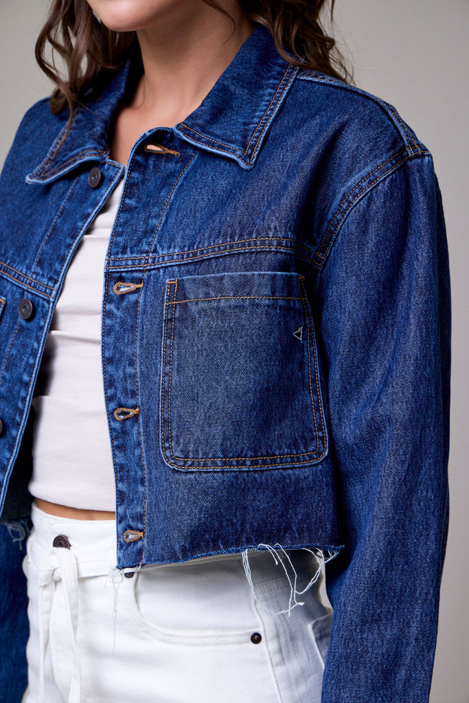 [REBEL] DARK WASH CLASSIC CROPPED JACKET