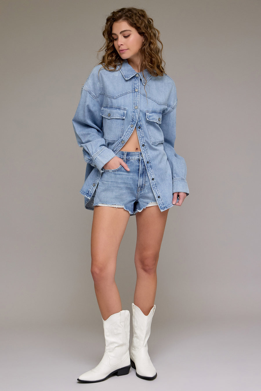 [FINN] Medium Light High Rise Relaxed Shorts