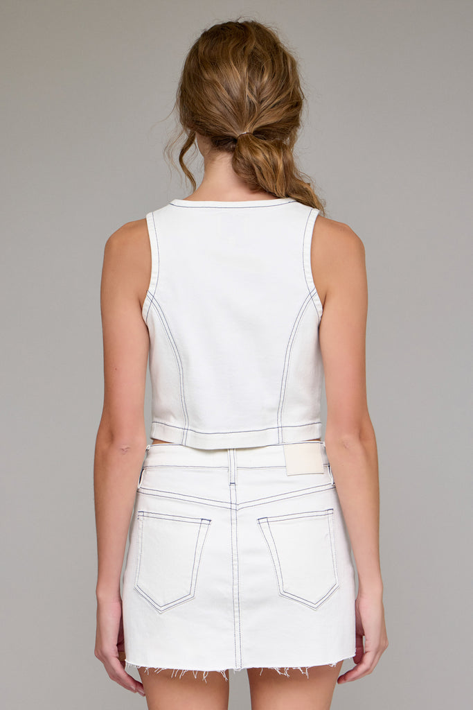 [REBEL] Pearl Wash Cropped Fitted Vest