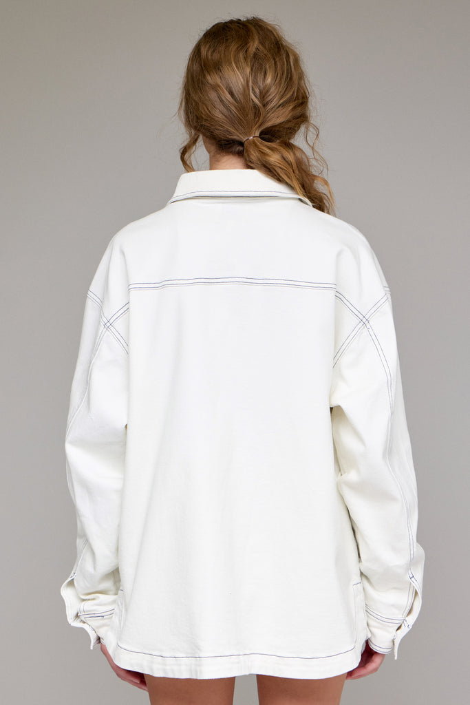 [ABBEY] Pearl Wash Oversized Shirt