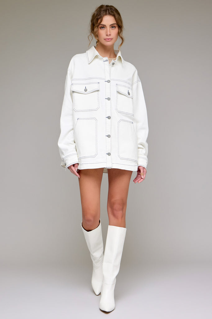 [ABBEY] Pearl Wash Oversized Shirt