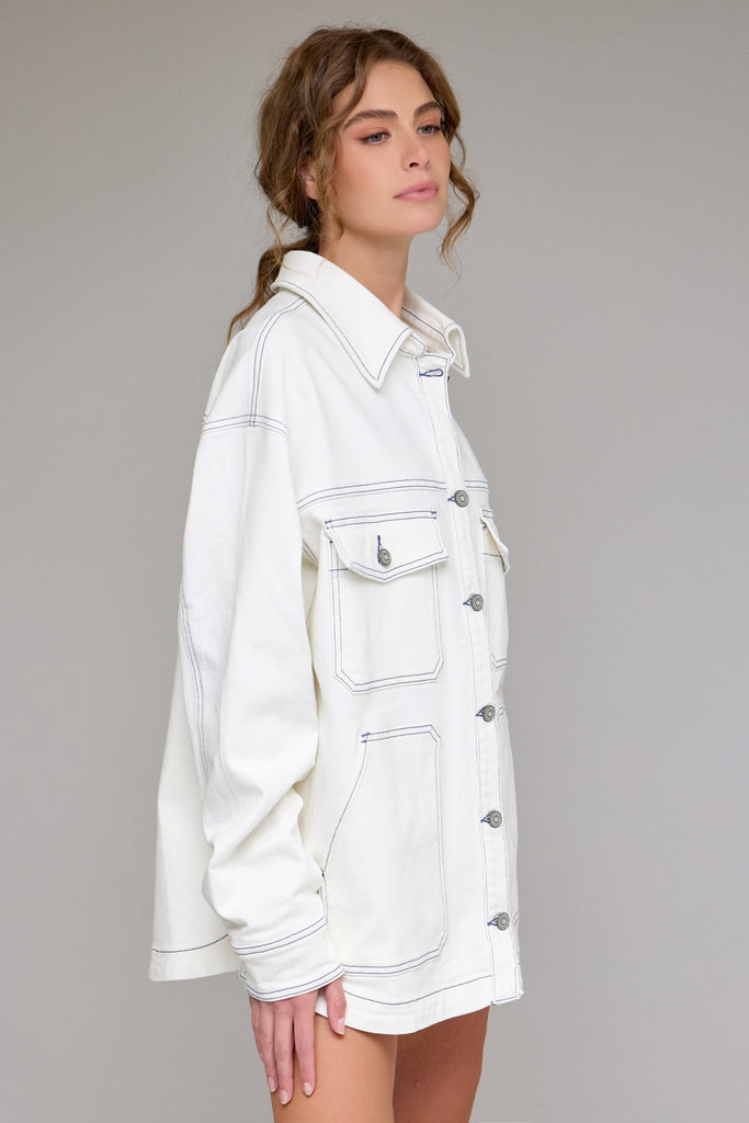 [ABBEY] Pearl Wash Oversized Shirt