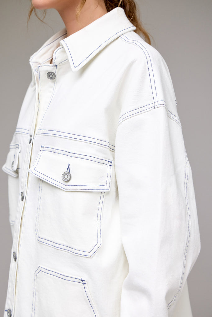 [ABBEY] Pearl Wash Oversized Shirt