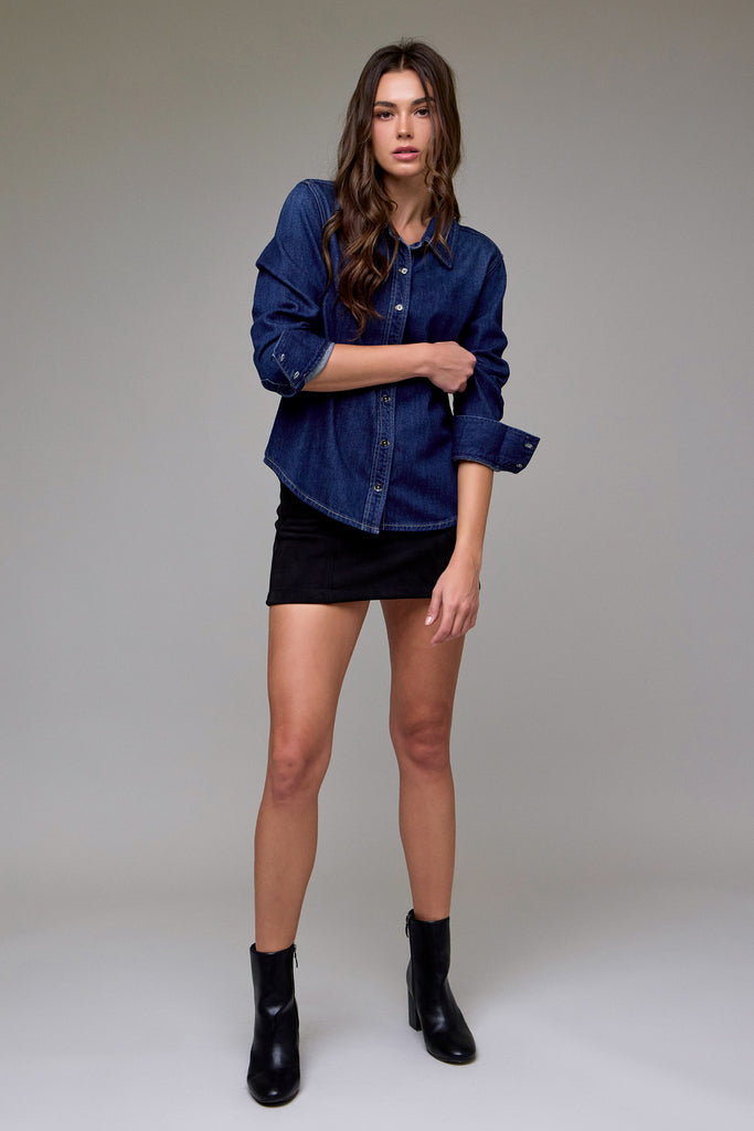 [ABBEY] Dark Wash Classic Basic Fit Shirt