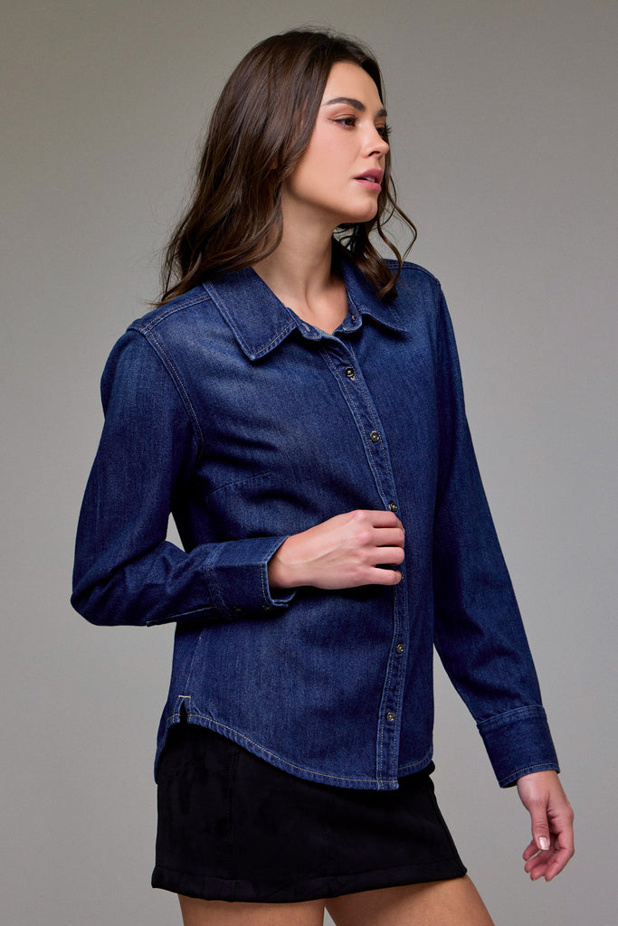 [ABBEY] Dark Wash Classic Basic Fit Shirt