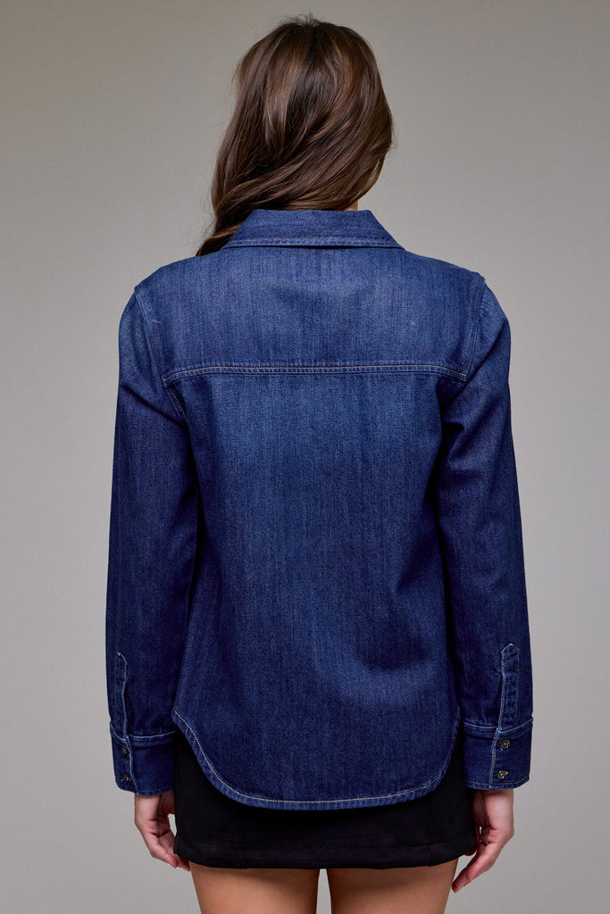 [ABBEY] Dark Wash Classic Basic Fit Shirt