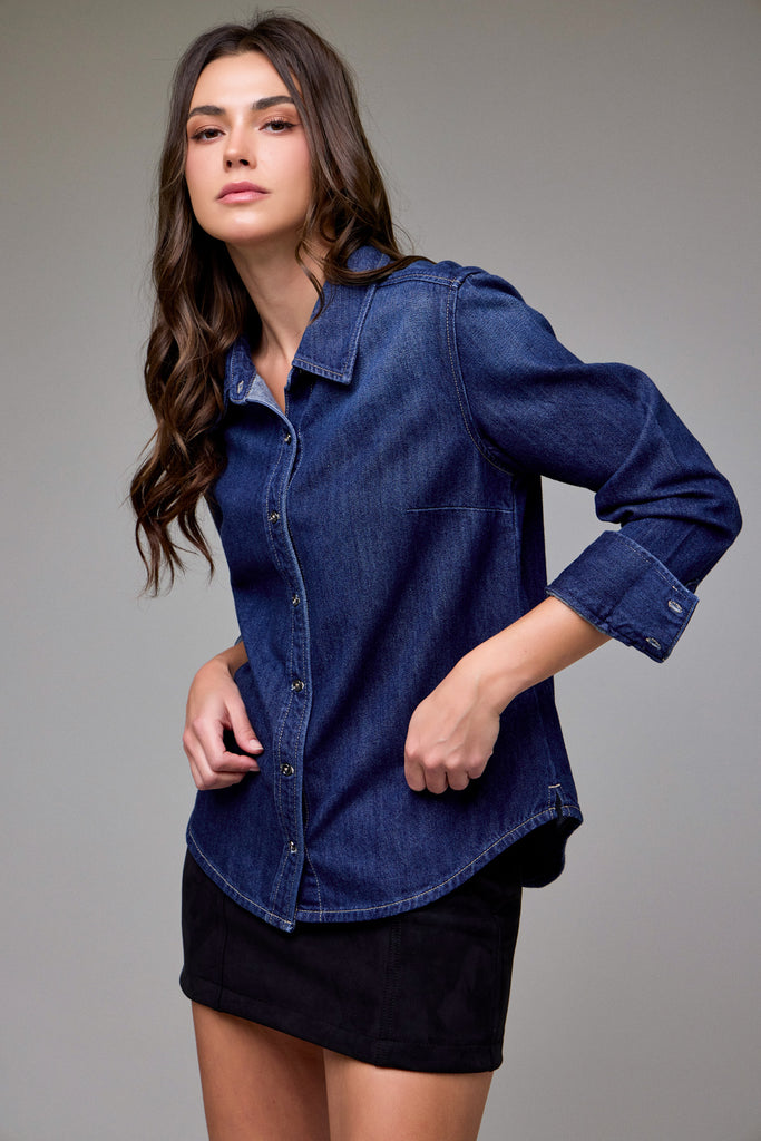 [ABBEY] Dark Wash Classic Basic Fit Shirt