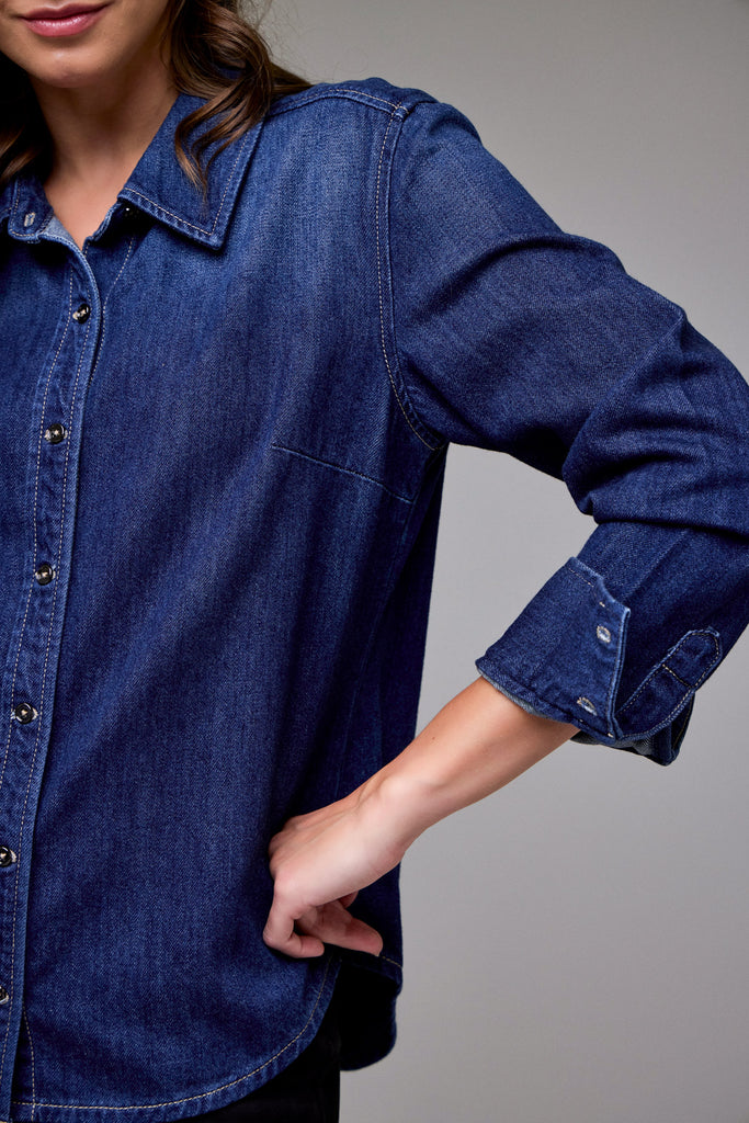 [ABBEY] Dark Wash Classic Basic Fit Shirt