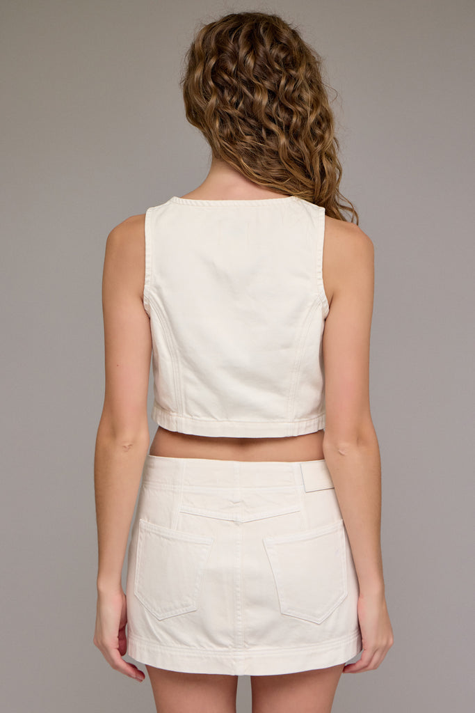 [REBEL] Ecru Cropped Fitted Vest